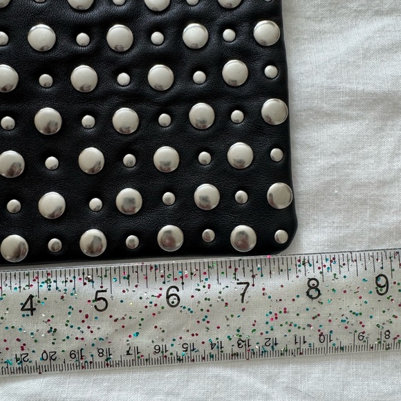 Clare V Black Leather Wallet Clutch with silver studs NWOT - Picture 7 of 8